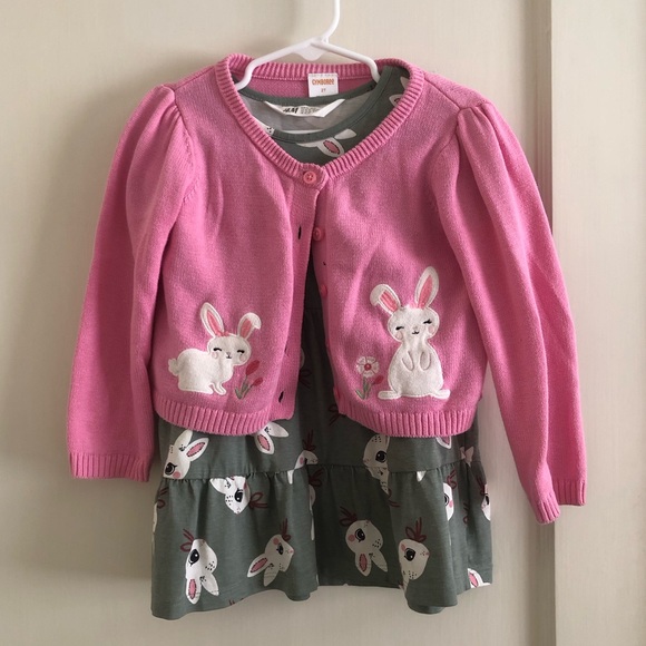 H&M Other - Bunny outfit bundle: Dress and cardigan 24 months. 🐰
